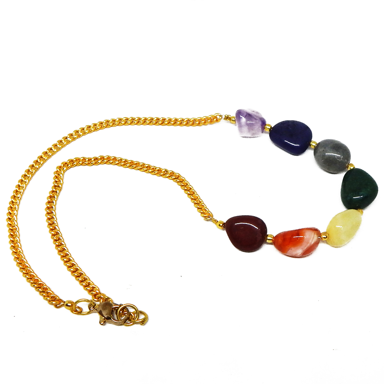 Gemstone Tumble 7 Chakra Chain Necklace