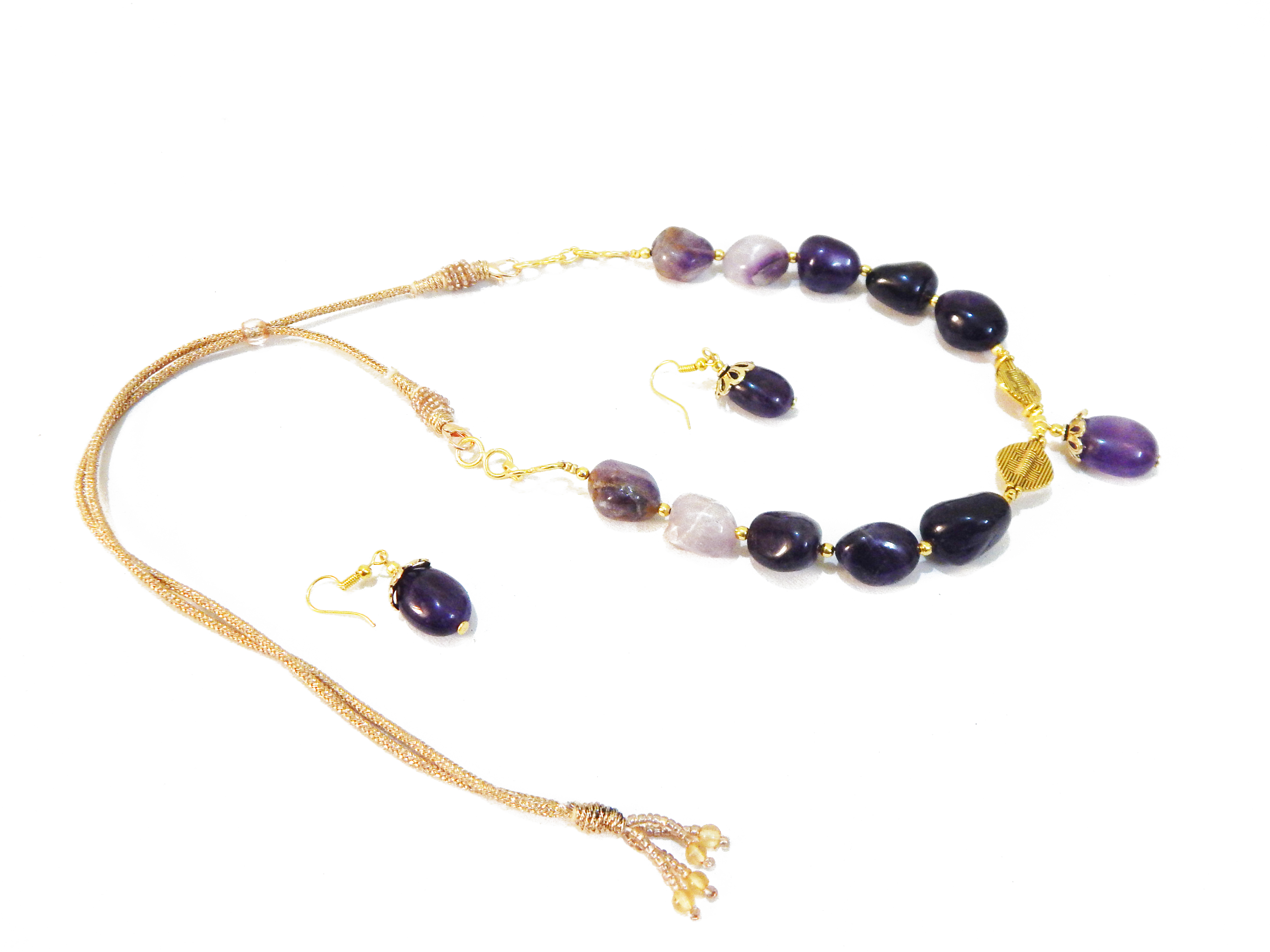 Gemstone Amethyst Tumble for Crown Chakra Choker Necklace