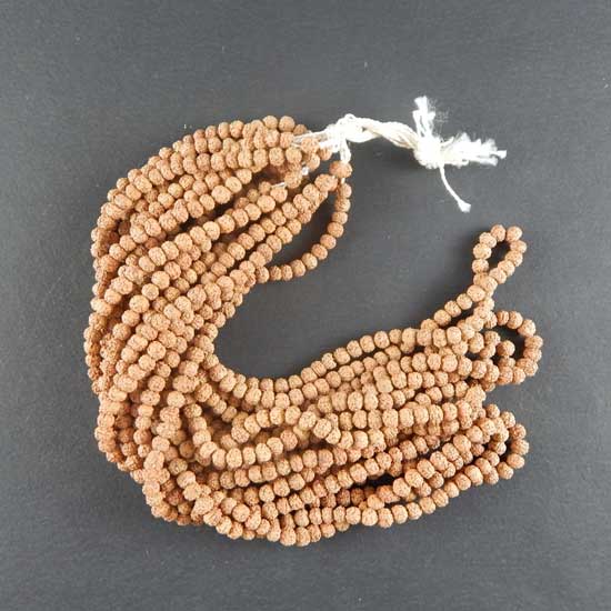 Rudraksha Beads Strings, 5mm size, Natural Colour, 108+1 beads per string