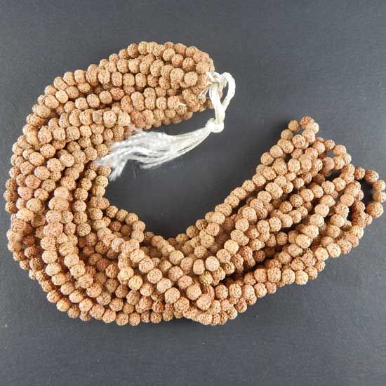 6mm Rudraksha Beads String. Indonesian Rudraksha String of 108+1 beads of Natural Colour