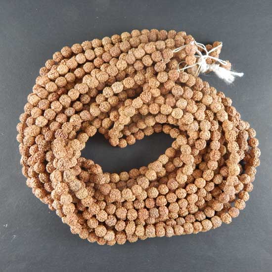 Rudraksha Beads String, 8mm Indonesian Rudraksha for Making Mall or Rosary